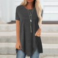thumbnail image 1 of AherBiu T-Shirts pour Femmes Grande Taille Col Rond Coupe Ample T-Shirts Surdimensionnés T-Shirts d'Été Confortables Ourlet Uni, 1 of 6