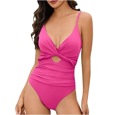 IROINID Womens One Piece Swimsuits Cutout High Waisted Bathing Suit Solid Color Wrap Tie Back Swimsuit Gifts for Daughters Purple XL