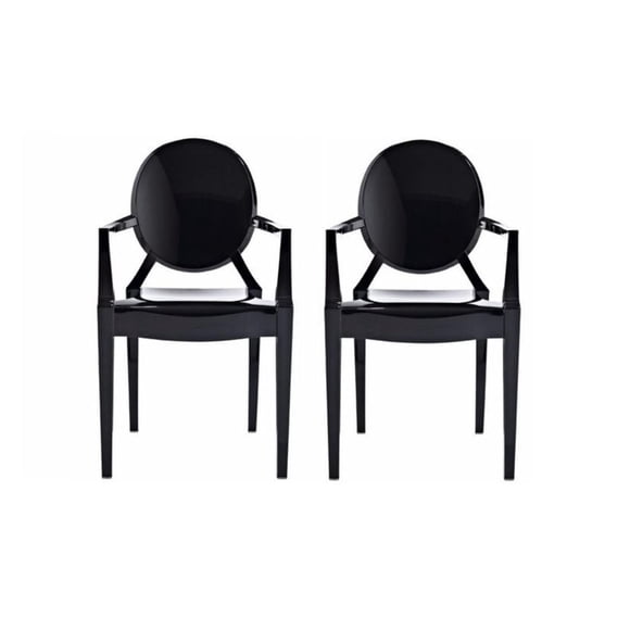 Heavenly Collections Modern Acrylic Dining Armchair, Set of 2, Black, Ghost Style