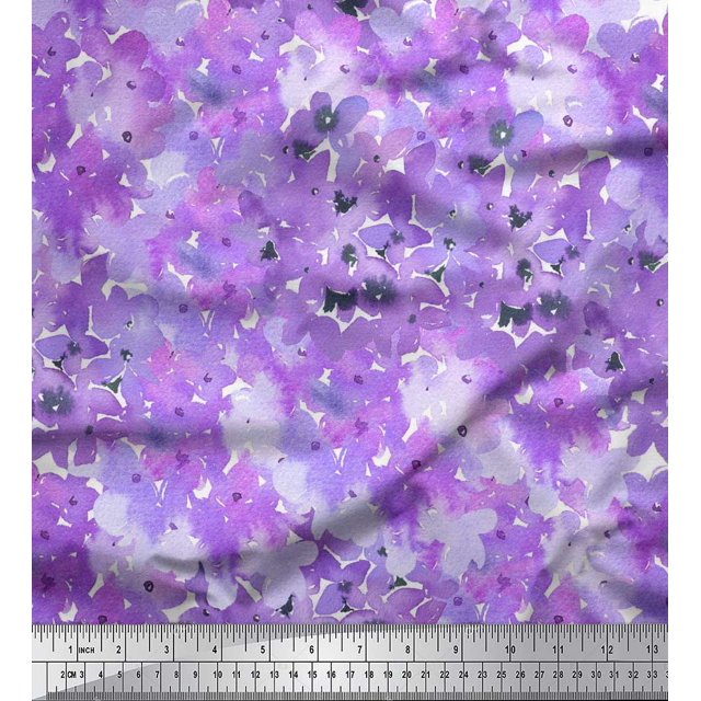 Soimoi Modal Satin Fabric Flower Watercolor Print Sewing Fabric Yard 42 Inch Wide
