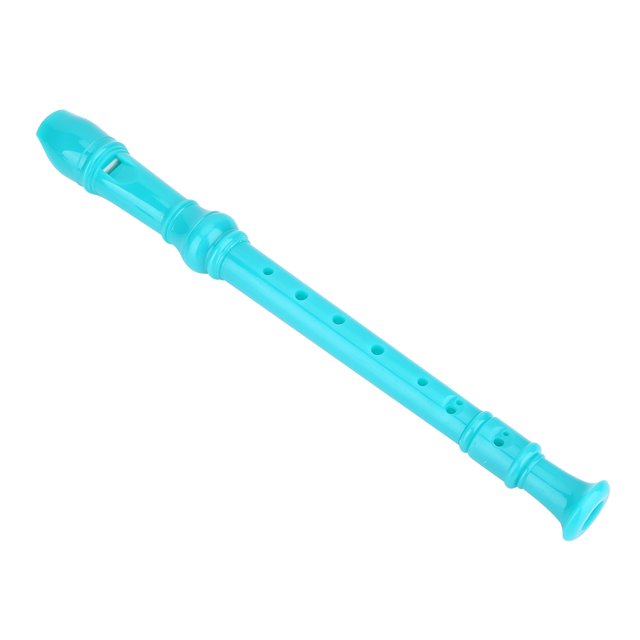 Plastic recorder treble recorder in green, designed as an 8-hole soprano recorder flute made of durable ABS material. The flute measures approximately 32 cm in length and 3 cm in diameter, featuring a detachable design for easy cleaning with the included cleaning bar. Ideal for kids or beginners, this well-constructed instrument offers accurate sound and pitch.