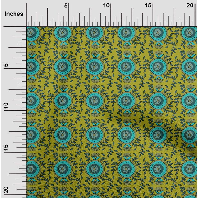 oneOone Cotton Flex Fabric Leaves & Floral Block Printed Craft Fabric BTY 40 Inch Wide