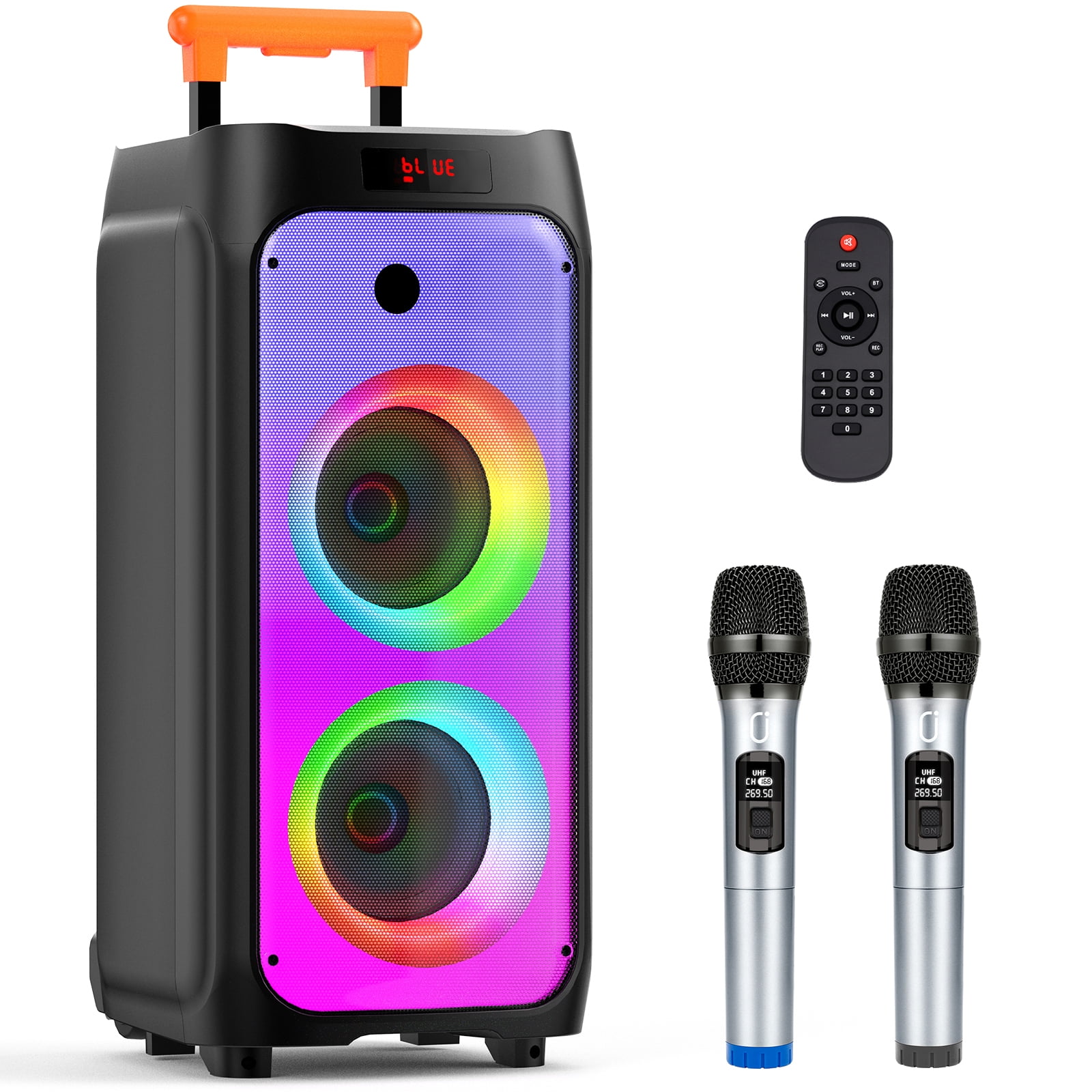 JYX Bluetooth Speaker, Large Party Speaker with Beat-Driven Light, PA System with Pull Rod & Wheels, Loud Stereo , TWS Pairing, T8