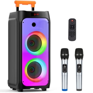 JYX Bluetooth Speaker, Large Party Speaker with Beat-Driven Light, PA System with Pull Rod & Wheels, Loud Stereo , TWS Pairing, T8