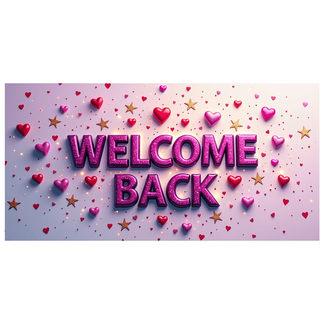 Welcome Back Banner Gradient Heart Stars Party Decoration Background Backdrop for Office Classroom Event Photography Celebration Decors