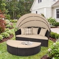 thumbnail image 1 of Costway Lit de Jour Rond pour Patio Extérieur avec Auvent Rétractable Coussins Coussins Décoratifs pour Pelouse Noir+beige, 1 of 9