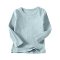 thumbnail image 1 of tarylea Baby Girl Clothes Crew Neck Undershirts Solid Color Long Sleeve Pullover Casual Loose Fall Basic Tops, 1 of 8