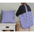 thumbnail image 5 of Soimoi Blue Cotton Poplin Fabric Pink Flower & Check Decor Fabric Printed BTY 42 Inch Wide, 5 of 5