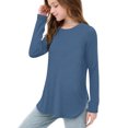 thumbnail image 1 of Plebaso Chemises à Manches Longues pour Filles Col Rond Hauts Décontractés Blouses Amples Unies pour Enfants Printemps Été, 1 of 7