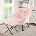 thumbnail image 4 of Costway Fauteuil de Repos Fauteuil d'Appoint de Détente avec Repose-Pieds Pliant et Pochette de Rangement Rose, 4 of 10