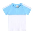 thumbnail image 4 of Économies d'Automne! HVOBTTY Ensemble Décontracté 2 Pcs pour Fille à Manches Courtes, Ensemble 2 Pcs pour Fille à Couleur Unie avec Encolure Ronde Filetée, Manches Courtes et Shorts Bleu Pâle, 70, 4 of 4