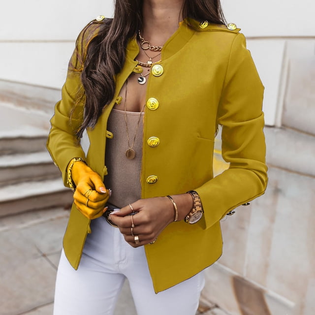IMENGL Veste Coupe Ajustée à Manches Longues Europe États-Unis, Jaune TG, Taille M-3TG