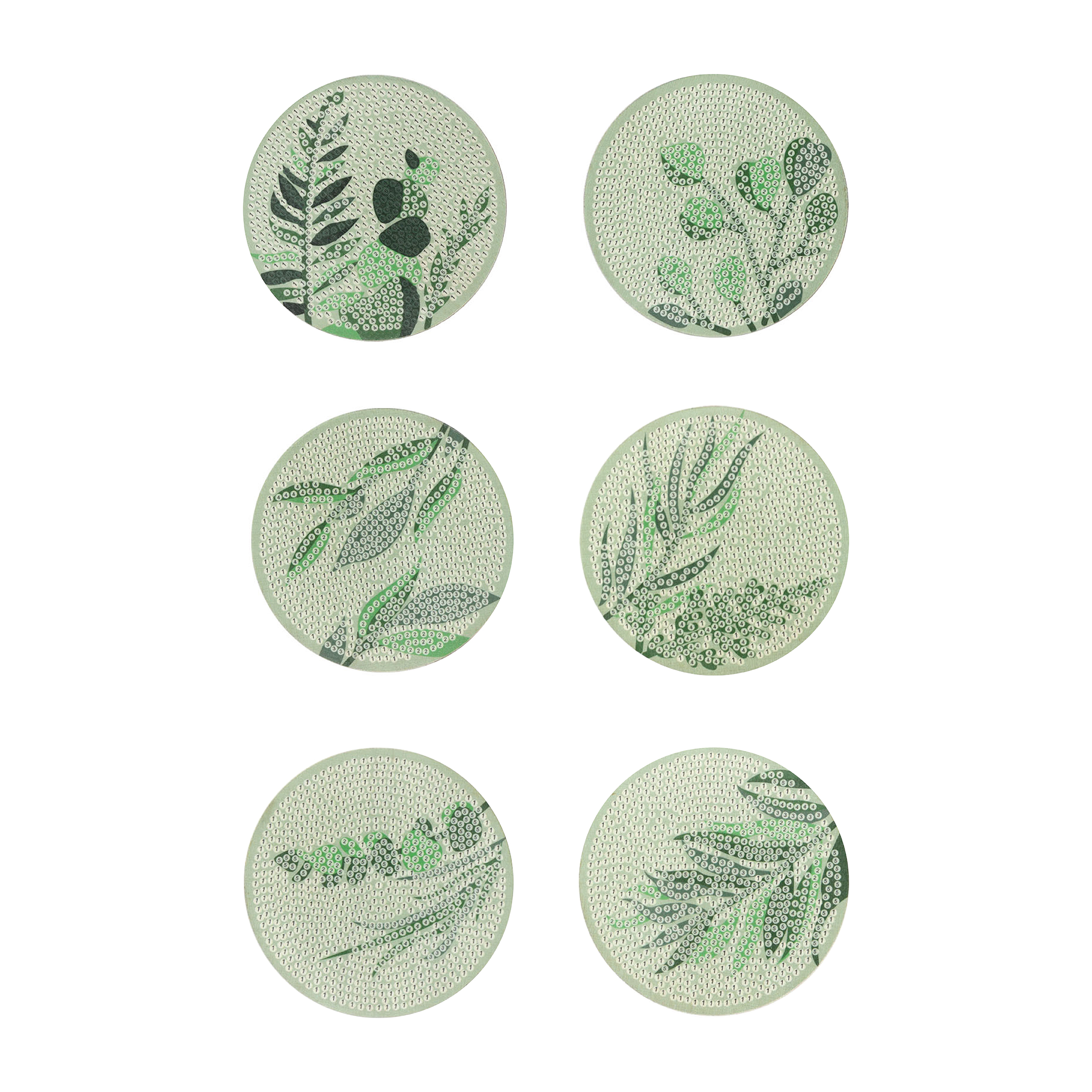 UNIQUE CREATIV CRAFT Diamond Art Coaster Kit - Leaves, 6 pcs, Age 8+, Beginner, 10.2 cm (4 in)