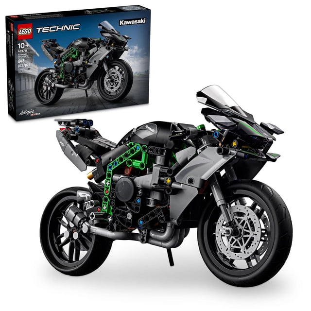 LEGO Technic Moto Jouet Kawasaki Ninja H2R à Construire et Exposer, Modèle à l'Échelle 1:8 avec 643 Pcs en Noir et Vert, Comprenant un Moteur Articulé à 4 Pistons, une Boîte de Vitesses à 2 Vitesses, une Direction, une suspension et un Pare-Brise Transparent avec les logos Kawasaki, Exposé avec Son Emballage, Convient aux Enfants de 10 Ans et Plus.