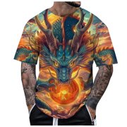 LUOGENLI Male T-shirts for Mens Men's T Shirt Summer Short Sleeve T Shirt Top Animal Themed Shirt Graphic Shirt Tops Tee T-shirts Mens White Easter Mens T-shirts Graphic Tees Valentines Orange L