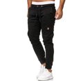 thumbnail image 1 of Cotton Men Trousers Solid Color Replacement Stylish Washable Easy Easy Matching Matching Middle Waist Home Long Pant Clothes Black XL, 1 of 7