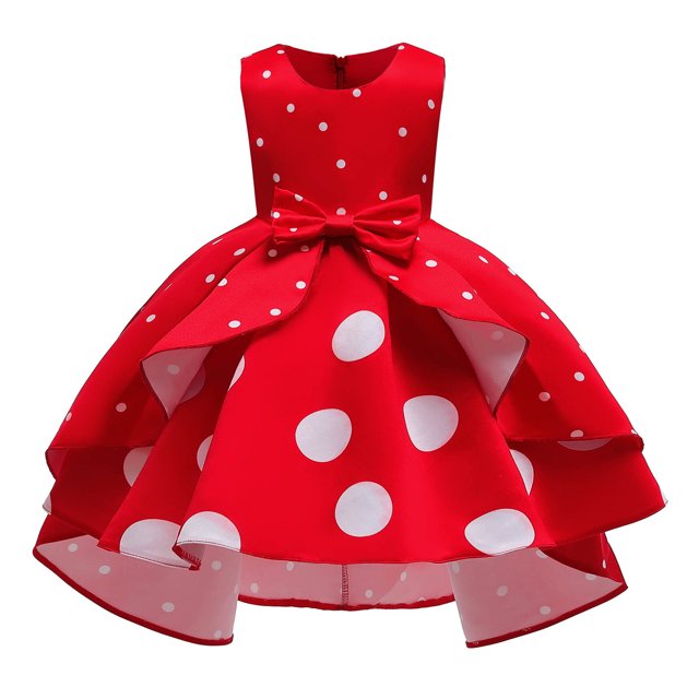Liquidation d'Économies d'Hiver! PEZHADA Robe d'Hiver pour Fillette pour Tout-Petit, Style Explosion Vêtements pour Enfants Robe pour Fille à Pois Rétro Robe de Princesse pour Enfants Robe de Performance de Noël Rouge 9-10 Ans