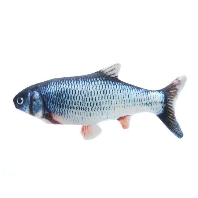 Labymos Cataire Farci Faux Poisson Simulation Électrique en Peluche Poisson USB Rechargeable Lavable Chat Jouet Interactif