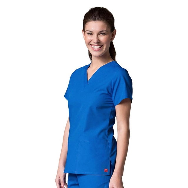 Red Panda Women's Two Pocket V-Neck Solid Scrub Top 1716