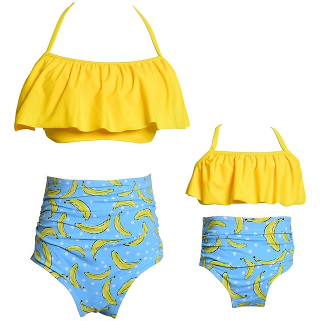 Girls Swimsuit High Waisted Two Pieces Bikini Set Swimwear Bathing Suits