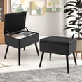 thumbnail image 2 of Costway 2 PCS Velvet Vanity Stools with Storage Solid Wood Legs Flip-Up Top for Entryway, 2 of 8