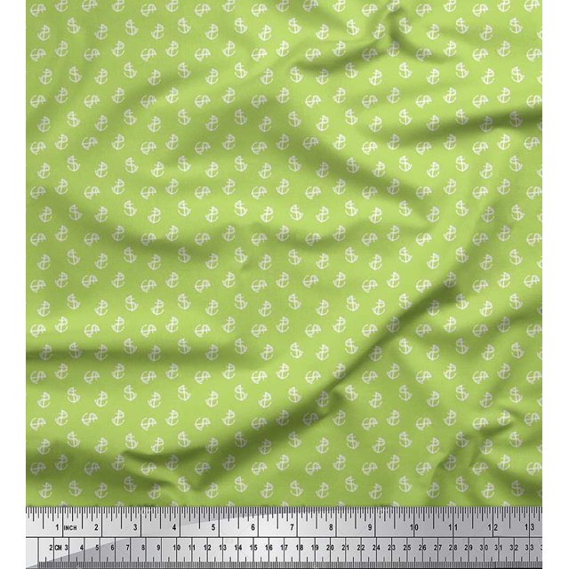 Soimoi Poly Georgette Fabric Anchor Hook Nautical Decor Fabric Printed Yard 42 Inch Wide