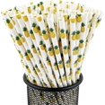 thumbnail image 1 of Disposable Drinking Fruit Paper Straws, Pack 100 Pineapple, 1 of 5