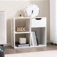 thumbnail image 2 of Costway 3-Cube Bookcase Organizer with 2-tier Wooden Storage Shelf & Pull-out Drawer, 2 of 10