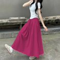 thumbnail image 1 of Pantalons pour Femmes Été Simple & Mode Jupe Longue Froissée pour Femmes Taille Haute Élastique Jupe Midi Jupe Maxi Décontractée avec Poches Pantalons Décontractés pour Femmes, 1 of 4