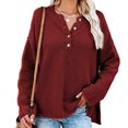 thumbnail image 4 of Femmes Veste à Manches Longues V Col Boutonné Pull-Overs Pulls Casual Pulls Hauts, 4 of 5