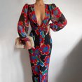 thumbnail image 1 of FcBaudy Robe à Manches Longues à Col en V, Robes d'Été pour Femmes, Robes pour Femmes Mode Femmes Imprimé Décontracté Col en V Manches Longues Robe de Vacances Robe Femme, 1 of 1