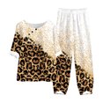 thumbnail image 1 of Mikilon Ensemble Élégant pour Femmes 2 Pcs Coton & Lin Imprimé Manches 5/10 Col Rond + Pantalon Décontracté Ensemble Chic & Confortable Manches Courtes Col Rond Blouse/chemise Blanc m, 1 of 3