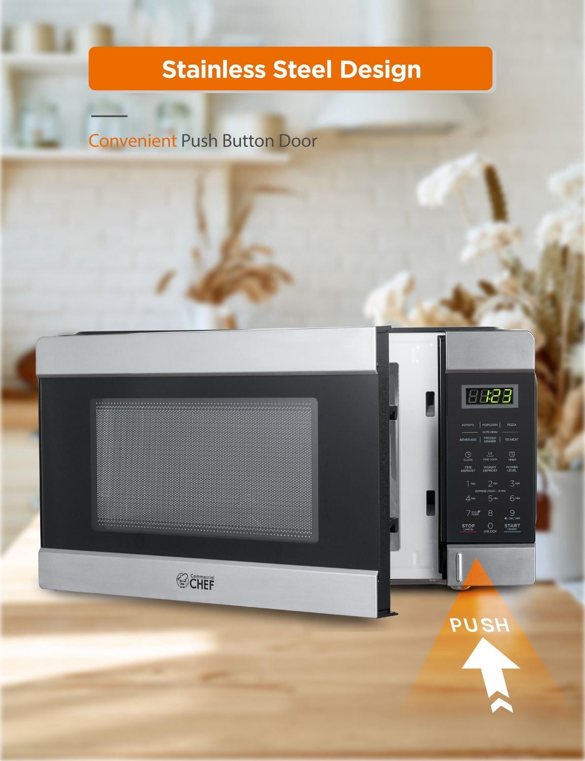 Micro-ondes de 1,1 pi3 avec 10 niveaux de puissance, petit micro-ondes avec bouton-poussoir, micro-ondes de comptoir de 1 000 W