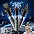 thumbnail image 1 of Iumwxz Men’s Electric Shaver Rechargeable Bald Face Wet Dry Waterproof Floating Razor 3 Head LED Display Removable USB Charging Travel Barber Grooming Shaving Kit 5V 700mAh 1pc, 1 of 9
