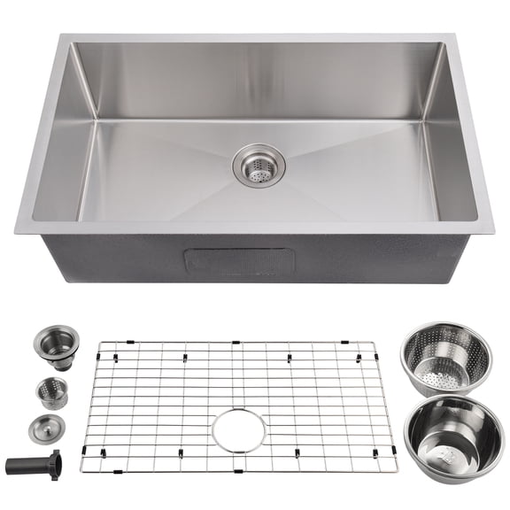 Kitchen Sink 30*18*10 Inch Single Bowl Undermount Stainless Steel Sink with Accessories - Easy Drain and Low Noise