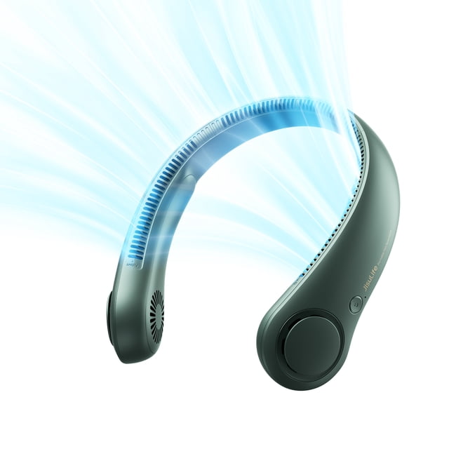 JISULIFE Ventilateur de Cou, Appareil de Refroidissement Portable avec 5 Vitesses Réglables, Batterie rechargeable 4000 mAh et Conception Sans Pales pour un Refroidissement Sûr et Mains Libres. Léger et Ultra Silencieux, Il Imite le Style des Écouteurs et Offre un Flux d'Air à 360° pour une Utilisation Intérieure et Extérieure. Idéal pour les Voyages, le Travail Ou les Activités de Plein Air.