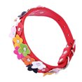 thumbnail image 1 of Collier Animal en Cuir Alliage Ajustable Fleur Collier Animal Chaîne de Cou Animal Décor Collier, Rouge, TP, 2.5x30cm, 1 of 8