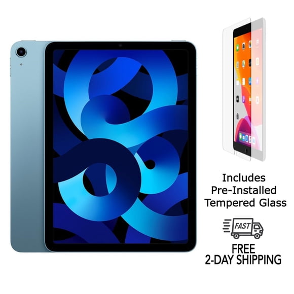 Refurbished Apple iPad Air 5 w/ Pre-Installed Tempered Glass (WiFi + Cellular Unlocked) 256GB Blue (Grade A+)