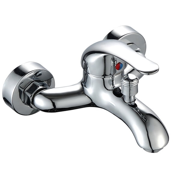suyin Basin Faucets Wall-Mounted Hot Cold Water Double-Holes Spout Mixer Tap Bathroom Triple-Valve Bath-Concealed Shower Tap Hardware