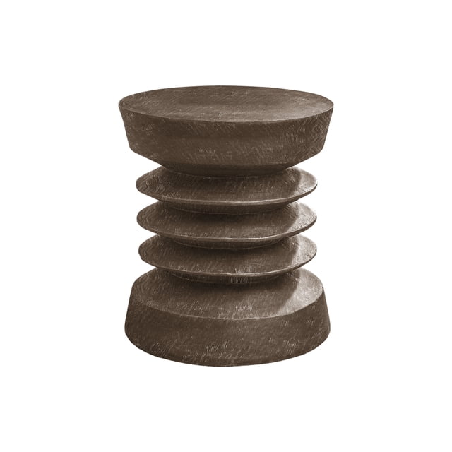 Monarch Specialties table d'Appoint Ronde de 25 Pouces de Hauteur en Noyer avec base Piédestal à Texture en Spirale en Oxyde de Magnésium Résistant aux Intempéries, Convient à une Utilisation Intérieure Ou Extérieure comme table d'Appoint Compacte, Bout de Canapé Ou table de Nuit avec une surface Facile à Nettoyer et Aucun Assemblage Requis.