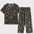 thumbnail image 1 of Wolfast Ensemble de Pyjama Court en Soie pour Femmes Été Décontracté Deux Pièces Pyjama Manches Courtes Col Rond Haut/chemise Ensemble Coton Soie Grande Taille Confortable Respirant Cardigan Bouton Poche, 1 of 9