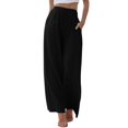 thumbnail image 1 of Kcodviy Women High Waisted Wide Plus Size Casual Pants for Women 3X Leg Pants Drawstring Elastic Women Work Pants Business Casual Trousers Comfy Straight Leg Long Pants with Pockets, 1 of 8