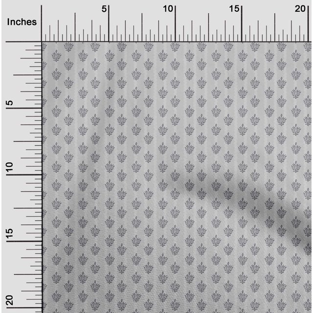 oneOone Georgette Viscose Fabric Stripe & Floral Block Printed Fabric 1 Yard 42 Inch Wide