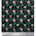 thumbnail image 1 of Soimoi Poly Georgette Fabric Quatrefoil Design,Leaves & Rose Floral Decor Fabric Printed Yard 42 Inch Wide, 1 of 3