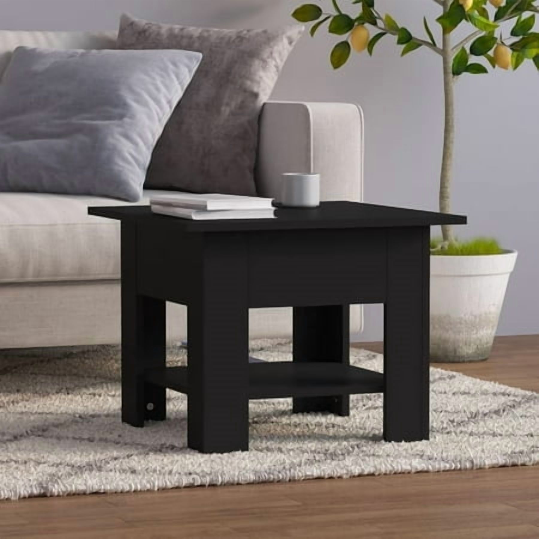 vidaXL Coffee Table Black 55x55x42 cm Engineered Wood