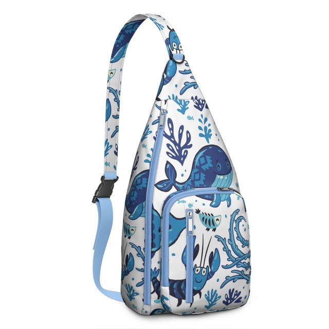 Marine Biologist Inspired Chest Bag - Scientific Shark & Dolphin Illustrations