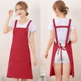 thumbnail image 2 of Btomtd H Back Style Apron With Pocket For Women Men Adjustable Large Size Comfortable Kitchen Home Cooking, Wine, 2 of 5