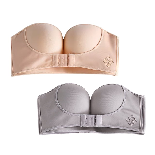 HBFAGFB Womens Bras Light Non Slip Adjustment Strapless Underwear Front Button Built-In Bra Gray,Beige Size 90E