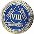 thumbnail image 2 of Recoverychip 8 Year Reflex Blue Gold Plated AA Medallion Alcoholics Anonymous Chip, 2 of 4