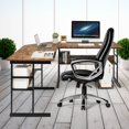 thumbnail image 4 of Gymax Bureau d'Ordinateur en Forme de L Table de Dessin Poste de Travail avec Plateau Inclinable Brun Rustique, 4 of 10